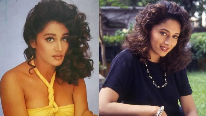 Madhuri Dixit, Sridevi, 90s Saree Trend, Retro Bollywood, AI Photo, AI
