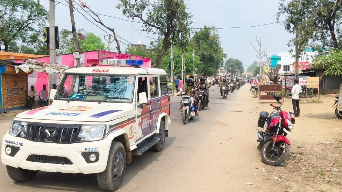 Garhwa news, Bhavnathpur police, Durga Puja security, flag march Jharkhand, Ketar police station, law and order Garhwa, festive safety