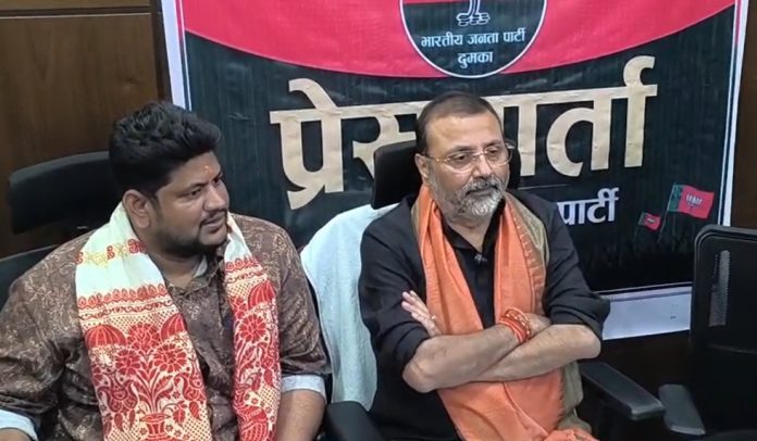 Nishikant Dubey, Rahul Gandhi foreign trips, Godda MP, Dumka press conference, Congress foreign funding allegations, Jharkhand political news, Neveli Roy Singham syndicate