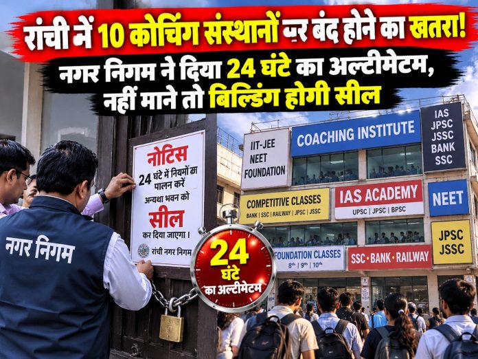 Ranchi Municipal Corporation, coaching institutes Ranchi, Catalyst IAS Academy, Kiran Academy, RMC action, Ranchi news, Jharkhand news