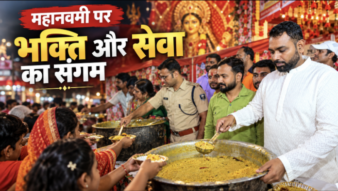 डीएम और एसपी ने श्रद्धालुओं को महाप्रसाद परोसा।