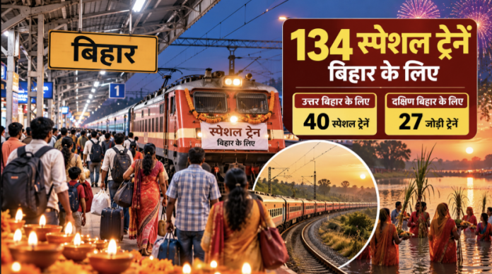 दिवाली और छठ पर बिहार के लिए 134 स्पेशल ट्रेनें चलेंगी