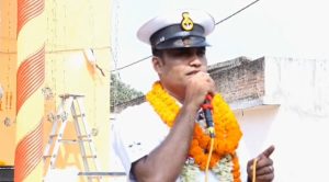 Koderma news, Indian Navy veteran, Rahul Ranjan Tiwari, Parsabad railway station, Jayanagar, Jharkhand local updates, patriotic welcome